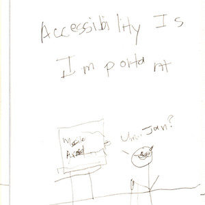 An image depicts a computer sitting on a table with the words "Missile Armed" on its monitor. Standing on the right, a stick figure of Marc says, "Um... Jan?" The words "Accessibility Is Important" are written above the scene.